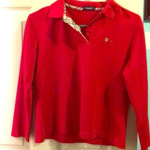 Burberry button down lightweight red top